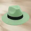 Sombrero de fieltro plano de ala corta, color liso, versátil, estilo callejero europeo y americano, lana sintética, estilo retro británico, sombrero de jazz con logotipo personalizado