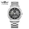 T-WINNER8216 nuevo reloj mecánico automático de correa de aleación para hombre, resistente al agua, reloj de moda para negocios