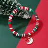 Set de pulseras de arcilla blanda navideñas transfronterizas europeas y americanas, pulsera navideña con colgante de aleación de campana de Papá Noel al por mayor