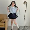 Camiseta Polo de verano para niña de estilo transfronterizo, camiseta de manga corta, nuevo estilo 2026, conjunto de falda-pantalón fina para niños mayores, moderno