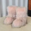 Botas de Nieve de Piel de Zorro, Estilo Otoño e Invierno, Cálidas y Resistentes al Frío, Engrosadas, Talla Grande, Botas de Piel Sintética de Media Caña, Botas de Piel de Moda Europeas y Americanas
