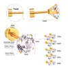 Aretes de Tachuela Redondos con Diamante Blanco de Cuatro Garras Transfronterizos Moda Ins Geométricos Versátiles Aretes de Diamante Negro Aretes de Tachuela de Acero Inoxidable para Mujeres