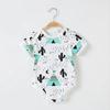 Mameluco de Verano para Bebé Fino de Manga Corta Envolvente Ropa Fart Recién Nacido Triángulo Camisón Bebé Niña Trepador Algodón Pijama