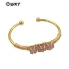 B615 pulsera de apertura ajustable con incrustaciones de gemas pequeñas cuadradas multicolor opcional para amantes accesorios de joyería artística