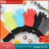 Luvas de Silicone para Isolamento Térmico Forno de Cozinha Assar Pinça de Mão Anti-queimadura Algodão Grande e Espessamento Luvas de Proteção Térmica Venda por Atacado Transfronteiriça