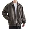 Jaqueta térmica acolchoada estilo americano para homens, modelagem solta, outono e inverno, com gola de camurça, estilo baseball