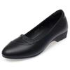 Zapatos de primavera nuevos de boca baja con punta de encaje, cuña, tacón medio, suela suave, para no cansar los pies, tacón grueso, pequeños zapatos de cuero para mujeres de mediana edad y mayores.
