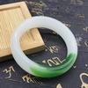 Pulsera de jade flor verde flotante fondo blanco para dama color jade pulsera de jade jade hielo vidrio regalo mayoreo