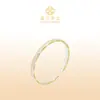 Pulseira de prata 999,9 pura de Fu, estilo chinês novo, padrão de rolo pintado a ouro, com bordas torcidas, bracelete aberto sólido de prata esterlina, presente para namorada