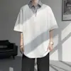 Camisa polo xadrez falsa de duas peças para homens, camisa de algodão de manga curta para o verão com gola, camiseta de tamanho grande com corte solto