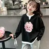 Camiseta Nova de Manga Longa para Meninas Primavera e Outono, Malha Waffle Infantil Falsa Peça Dupla Estilosa Casual Versátil Gola Redonda