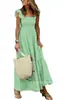 2023 Estilo Europeu e Americano Site Independente Amazon Verão Elegante Feminino Patchwork Xadrez Alça Elástica Flare Vestido