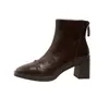 Botines cuadrados plisados Melard para mujer, nuevo diseño retro 2026, versátiles y elegantes para ir al trabajo, botas adelgazantes