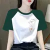 Camiseta de Manga Curta Plus Size para Mulheres, Moda Verão, Desconto em Comércio Exterior Transfronteiriço, Caimento Solto, Camada Base Emagrecedora