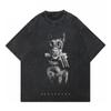Hermoso perro lobo Doberman spaniel, moda europea y americana, camiseta holgada de gran tamaño para hombres y mujeres, lavada, desgastada y con rociado directo.