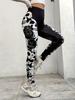 Pantalones de yoga ajustados de estilo europeo y americano con estampado digital 3D en color melocotón para mujer, pantalones deportivos ajustados para correr.