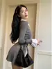Vestido Camisa Falso de Dos Piezas Estilo Universitario Coreano para Otoño e Invierno con Diseño Único y Elegante Falda Corta Interior para Mujer
