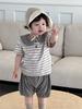 Ropa de Bebé Verano Estilo Delgado Estilo Coreano Ropa Infantil 2026 Nuevo Conjunto de Shorts Rayados Bloques de Color para Niños