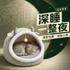Cama Plegable Linda de Gato para Invierno, Cama para Mascota Desmontable y Lavable, Cama Cálida para Gato de Interior con Forro de Felpa Semicerrada