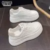 Zapatillas deportivas casuales de moda para mujer, de cuero genuino, novedad otoño 2026, suela gruesa, que aumentan la altura, estilo influencer para internet