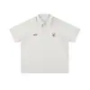 2025 Nueva Camisa Polo Pulóver de Color Puro Estilo Retro Americano para Hombre Peso Pesado 220g Camiseta de Manga Corta Holgada de Moda