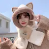 Lindo Sombrero de Oso de Peluche Bufanda para Estudiante Todo en Uno para Mujer Invierno a Prueba de Viento Protección para las Orejas Cálido con Forro Polar Bufanda para el Cuello Gorro para Ciclismo