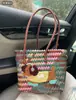 Bolso de Mano Retro Tejido a Rayas de Dachshund para Mujer, Estilo Nuevo de Verano, Bolso Tote de Ratán tipo Cesta de Frutas para el Viaje Diario