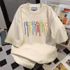 Design Estilo Americano Marca da Moda Estampa de Letras Camiseta de Manga Curta para Casal Verão 2025 Estilo Ins Marca da Moda Top Solto