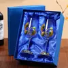Copo de Vinho Tinto Alto com Haste de Cristal Flor de Ginkgo do Fabricante, Copo de Presente, Copo Colorido Esmaltado, Conjunto para Casa, Luxo Leve