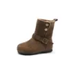 Botas de meio de panturrilha forradas com fleece estilo coreano para meninas, nova coleção de inverno 2026, solado macio, botas de algodão conversíveis para meninas e jovens mulheres