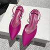 Sandalias Baotou para Mujer 2024 Nuevo Verano Casual Punta Puntiaguda Tacón Cuadrado Sandalias para Mujer Tacones Altos Tira Delgada Moda Zapatos de Mujer