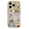 Lámpara de Escritorio de Dibujos Animados Gatito Pez Pequeño Manzana Funda para Teléfono 17Promax Adecuada para 16Promax Doble Capa 15pro 18pro