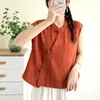 Nueva ropa de madre estilo chino, elegante y juvenil, blusa de estilo tradicional chino, abotonada retro, corte holgado, talla grande, top para mujeres de mediana edad y mayores
