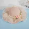 Sombrero de Paja Estilo Francés Ondulado para el Sol para Mujeres al Aire Libre en Verano, de Alta Gama, Ala Ancha, Lazo de Encaje, Protección Solar