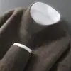 Suéter 100% Lana Pura Otoño e Invierno para Hombre de Cuello Alto Medio Jersey de Punto Suéter Casual Holgado Base Suéter de Cachemira