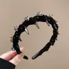 Faixa de Cabelo Antiderrapante Preta Dentada para Mulheres, Grampo Especial para Lavar o Rosto, Novo Estilo 2026, Faixa de Cabelo para Lavar e Prender o Cabelo, Headband
