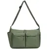 Bolsa Transversal Casual de Grande Capacidade com Múltiplos Bolsos, Bolsa Mensageiro Elegante para o Dia a Dia, Estilo Coreano da Moda, Bolsa de Ombro Feminina Única em Cor Sólida