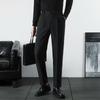 Calças de Terno de Nove Pontos de Alta Qualidade Masculinas Cintura Elástica Lateral Moderna Primavera e Outono Calças Sociais Casuais Masculinas Calças