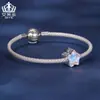 Aifulu Original Romántico Meteorito Cuentas de Cristal Chapado en Platino Versátil DIY Cuentas Sueltas Estrella Pentagrama Accesorios Joyería