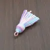 Borlas de fio de algodão com céu estrelado tingido em degradê, pingentes coloridos de fio de algodão feitos à mão, acessórios para Hanfu, decorações para pendurar em carro e bolsa