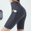 Shorts de yoga de bolso personalizados, shorts de alta elasticidade que levantam o bumbum para uso ao ar livre, shorts esportivos para ciclismo e fitness ao ar livre