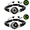 Pulsera de Cuentas Luminosa Sol Luna Amor Regalo para Pareja Explosiones Transfronterizas Moda Europea y Americana Pulsera Negra Tamaño Ajustable