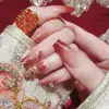 Arte de Unha Wearable Festiva Estilo Chinês Retro Dupla Felicidade Produto Acabado Adesivos de Unha Estilo Chinês Casamento Unhas Postiças B23
