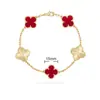 Pulsera de Trébol de Cuatro Hojas y Cinco Flores CNC Oro V Delgado Flor Nueva Edición Artesanía Fina Cadena Gruesa de Nueve Secciones Pulsera de Trébol de Cuatro Hojas de Nácar Blanco Natural