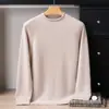 Suéter de punto para hombre 100% cachemira de doble hebra de 7 puntos con cuello semi-alto, bordes enrollados, engrosado, corte holgado, camiseta base informal de punto con manga raglán