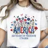 Camiseta Patriótica Floral Americana 2026 Dia da Independência 250 Anos de Liberdade, Camiseta Patriótica de Flores Silvestres 1776-2026, 4 de Julho