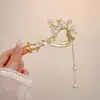 Pinza Retorcida de Borla de Camelia Estilo Chino Accesorio para el Cabello de Alta Gama Pinza de Garra Metálica Nueva Horquilla de Estilo Antiguo para la Parte Posterior de la Cabeza