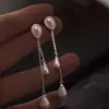 Brinco de Pérola Nublada Brinco de Pérola Gota de Água Atmosférica Brinco de Gancho com Franja Brincos Pendentes Brincos para Mulheres Clipe de Orelha Espiral de Mosquito Sem Piercing