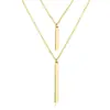 AliExpress wish Collar de Estilo Punk Simple Cadena Colgante de Barra Geométrica Plateada Collar para Mujer Hip Hop Callejero