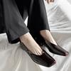 Zapatos de Leche de Piel de Vaca con Degradado de Punta Cuadrada Oblicua estilo Dongdaemun Coreano Primavera 2025 Tacón Bajo Grueso Cuero Genuino para Ir al Trabajo Boca Baja de Una Capa para Mujer